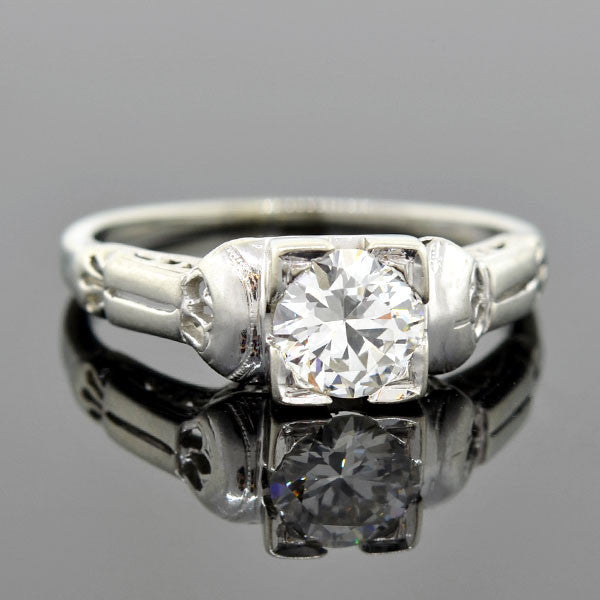 Late Art Deco 18kt Diamond Engagement Ring 0.62ct