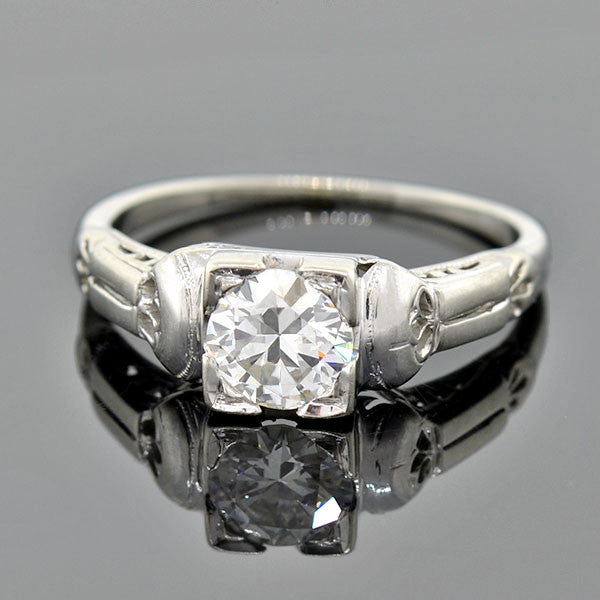 Late Art Deco 18kt Diamond Engagement Ring 0.62ct