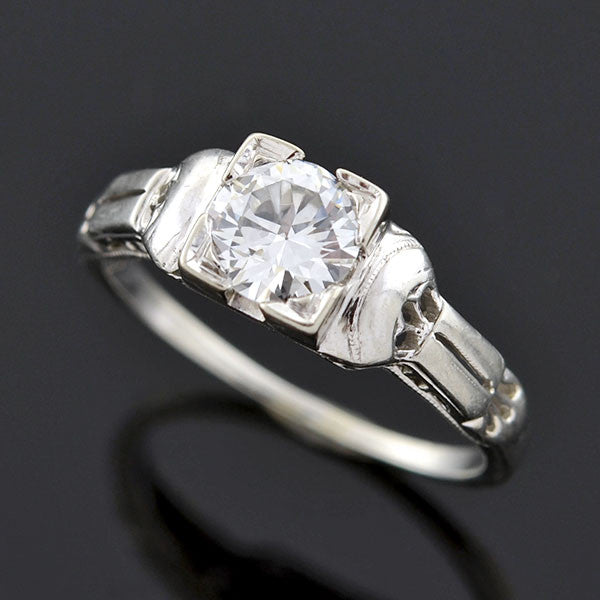 Late Art Deco 18kt Diamond Engagement Ring 0.62ct