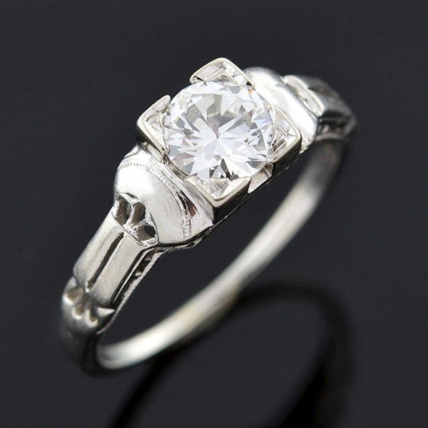 Late Art Deco 18kt Diamond Engagement Ring 0.62ct