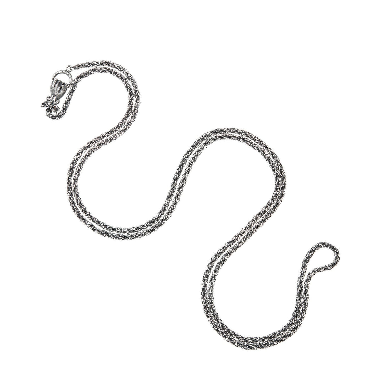 Georgian Sterling Silver Textured Link Chain Necklace 44.5"