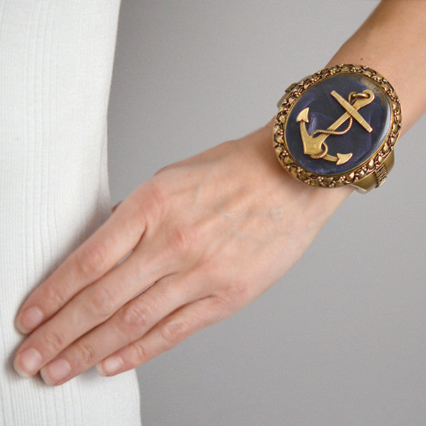 Early Victorian Huge Silver Gilt Anchor Bracelet