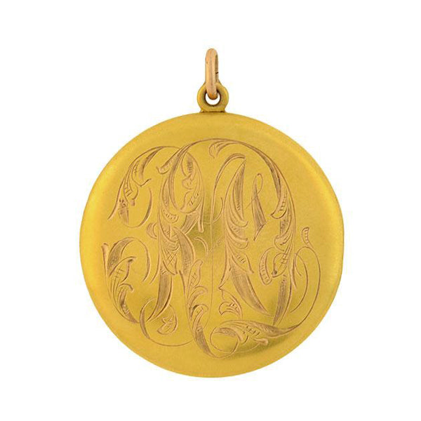 Victorian 14kt Gold Locket with Engraved Initials