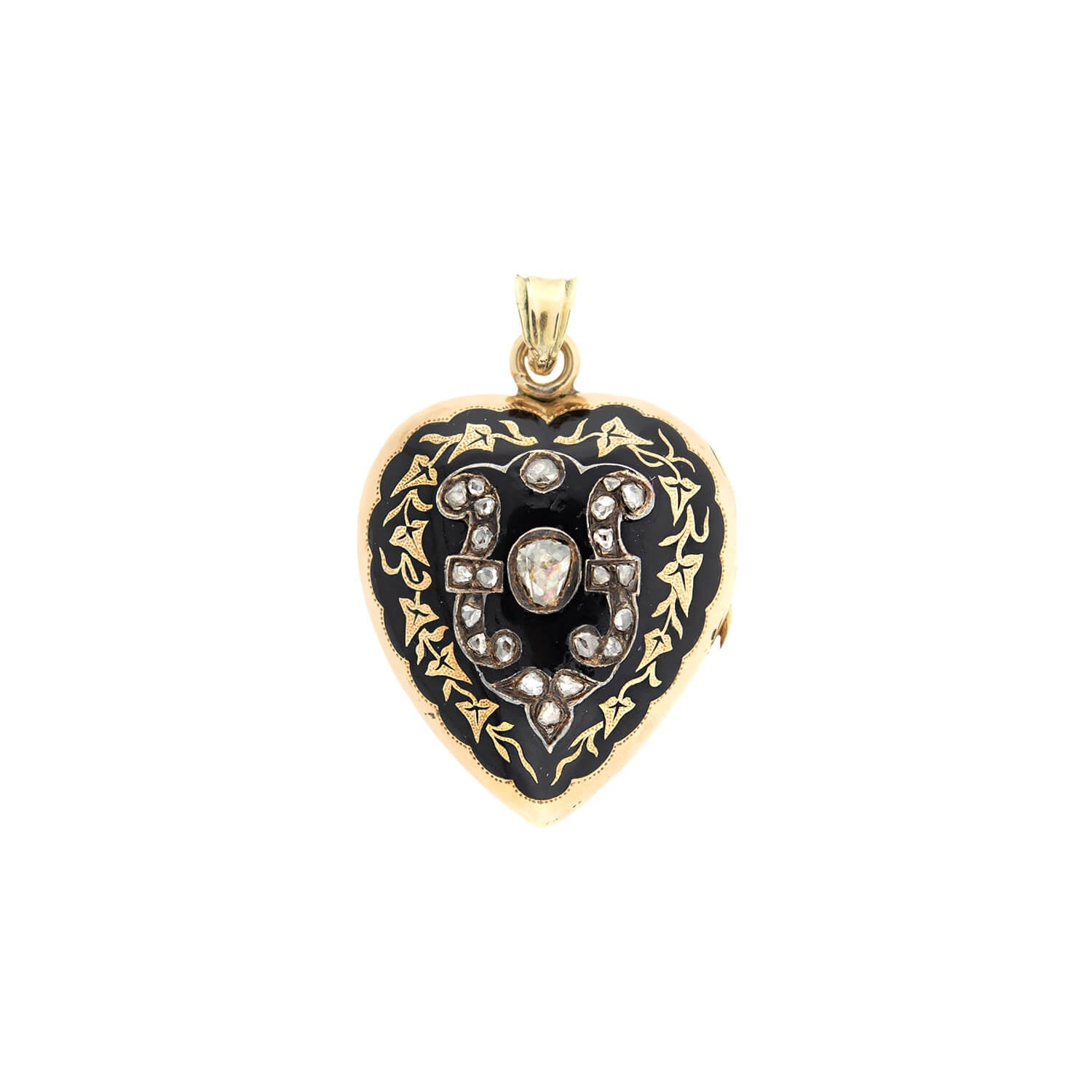 Victorian 18kt Diamond & Enamel Portrait Locket