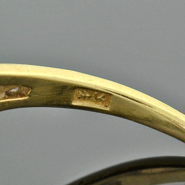 Art Nouveau 14kt Open Back Cabochon Amethyst Ring