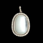 Large Edwardian Rose Cut Diamond & Sterling Moonstone Pendant