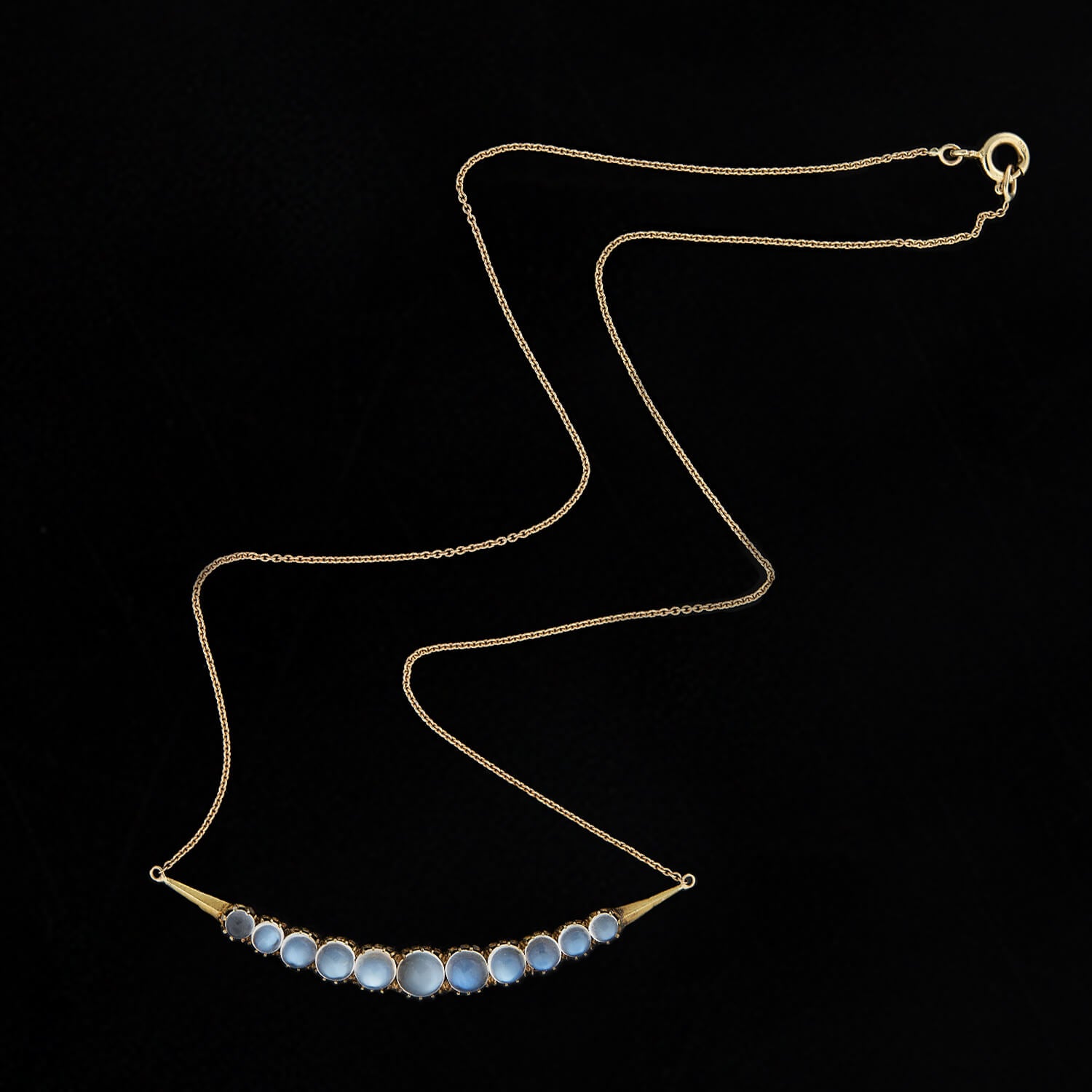 Victorian Conversion 14kt + Moonstone Crescent Necklace