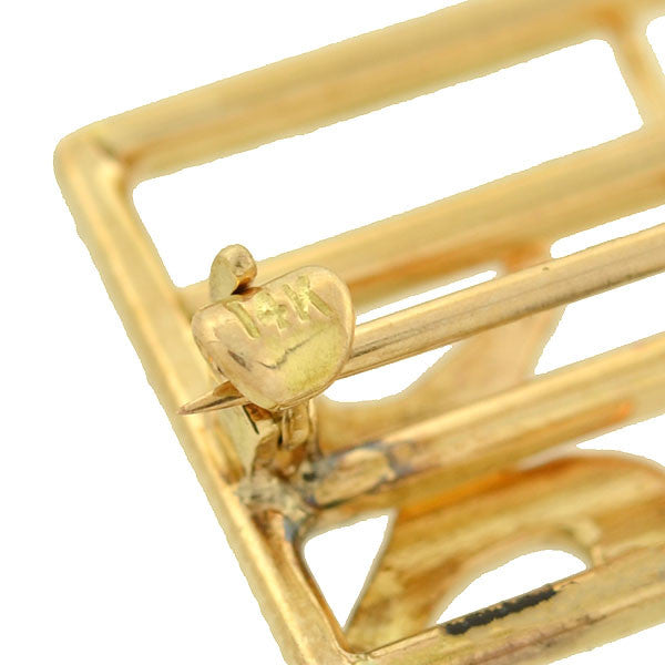 Retro 14kt Gold & Enamel Musical Staff Pin