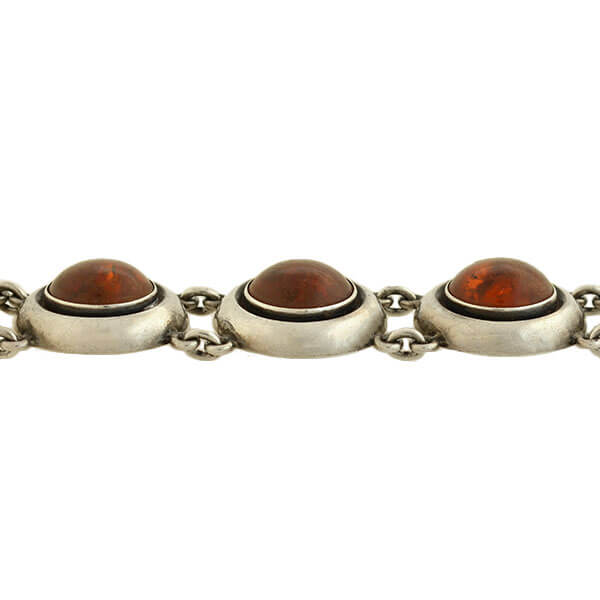 NEILS ERIK FROM Vintage Sterling Silver Amber Bracelet + Ring Set