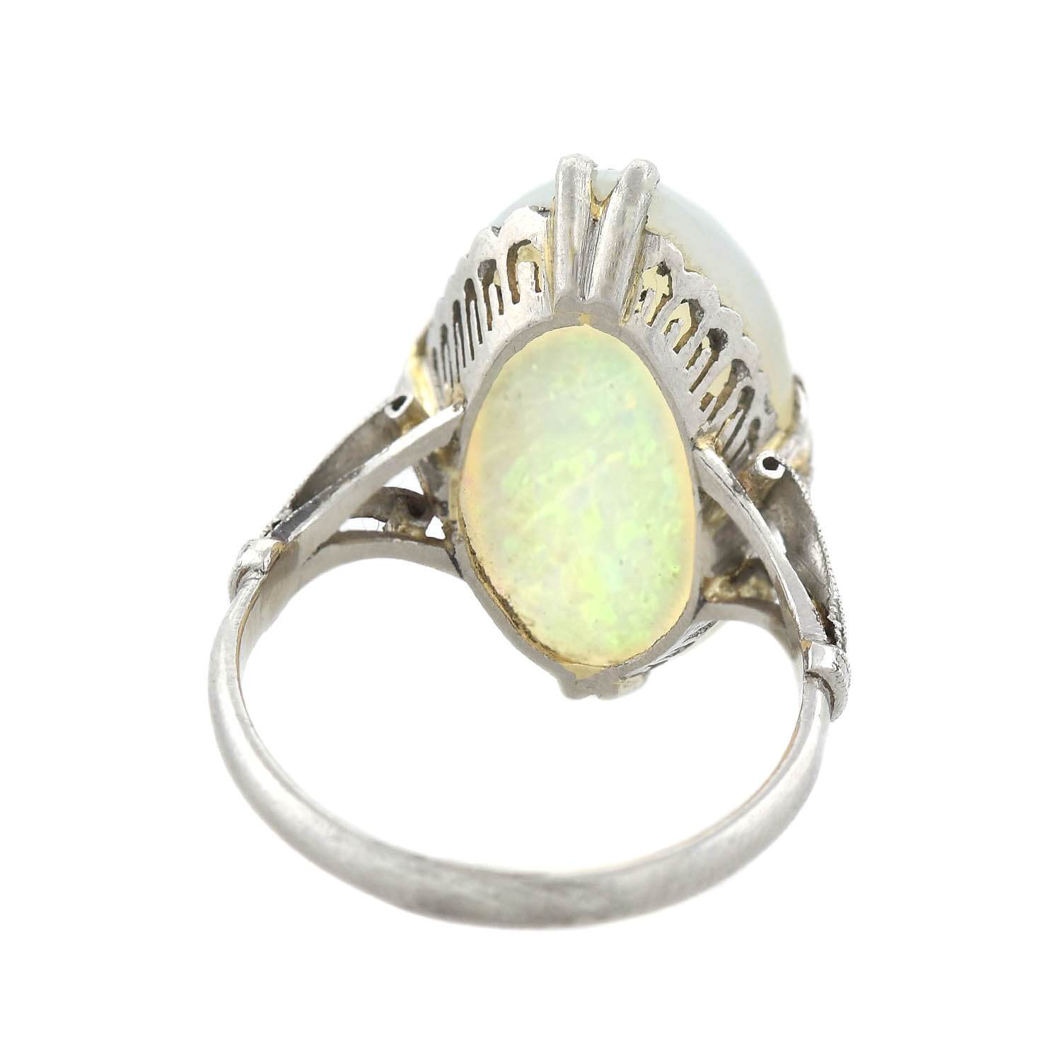 Art Deco Platinum Welo Opal Ring 7.25ctw