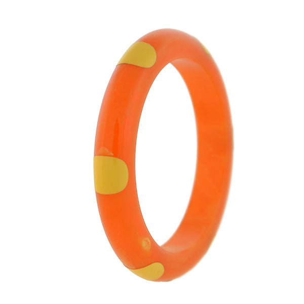 Retro Bakelite Orange & Yellow "6 DOT" Bangle Bracelet