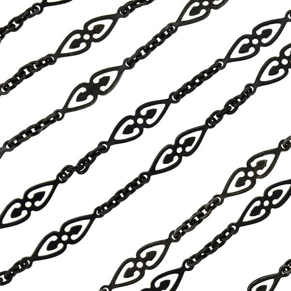 Georgian Gunmetal Fancy Link Chain 60"