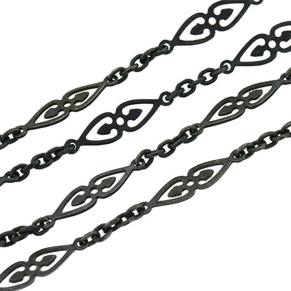 Georgian Gunmetal Fancy Link Chain 60"