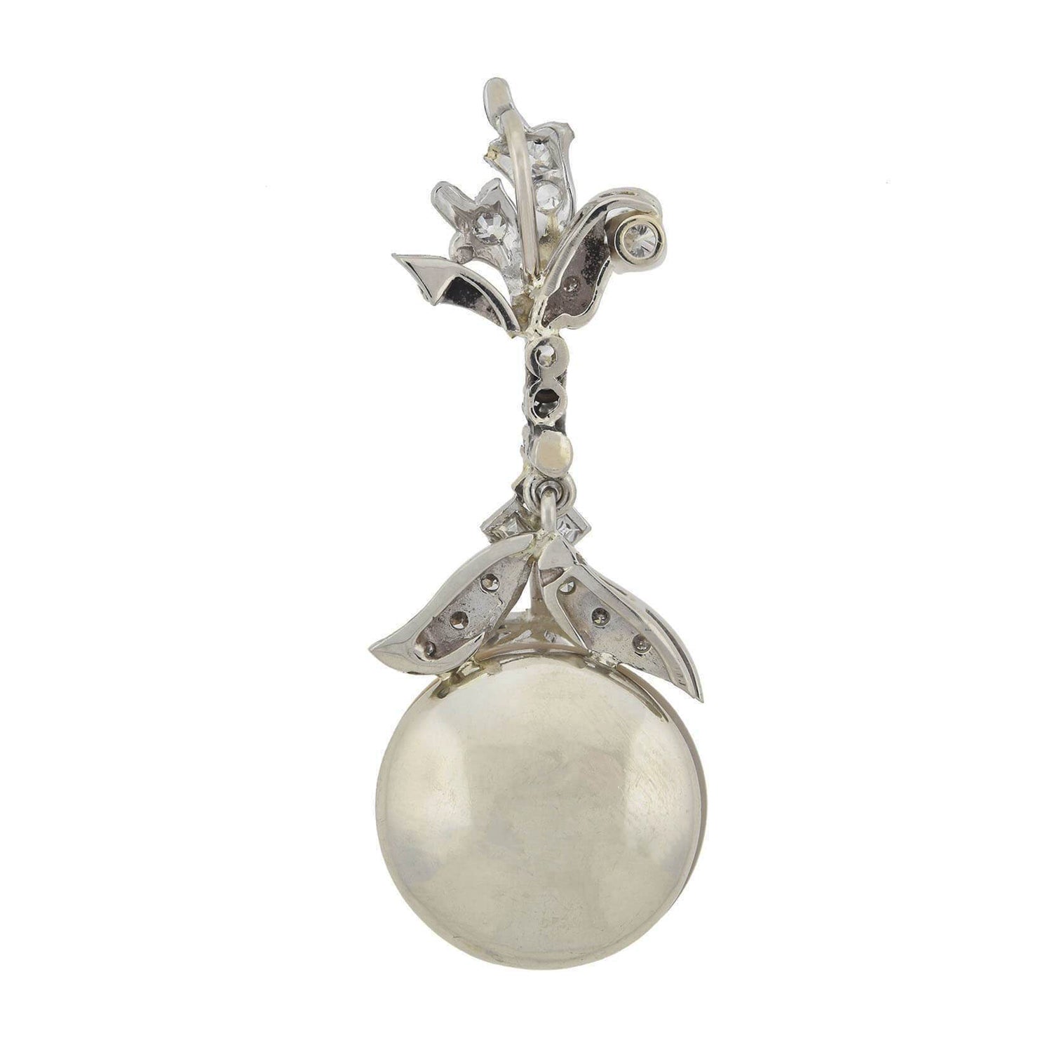 Vintage 14kt Mabe Pearl + Diamond Pendant 0.75ctw