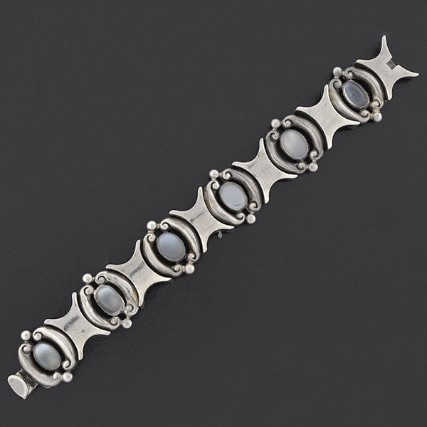 ANTONIO PINEDA Vintage Sterling & Moonstone Link Bracelet