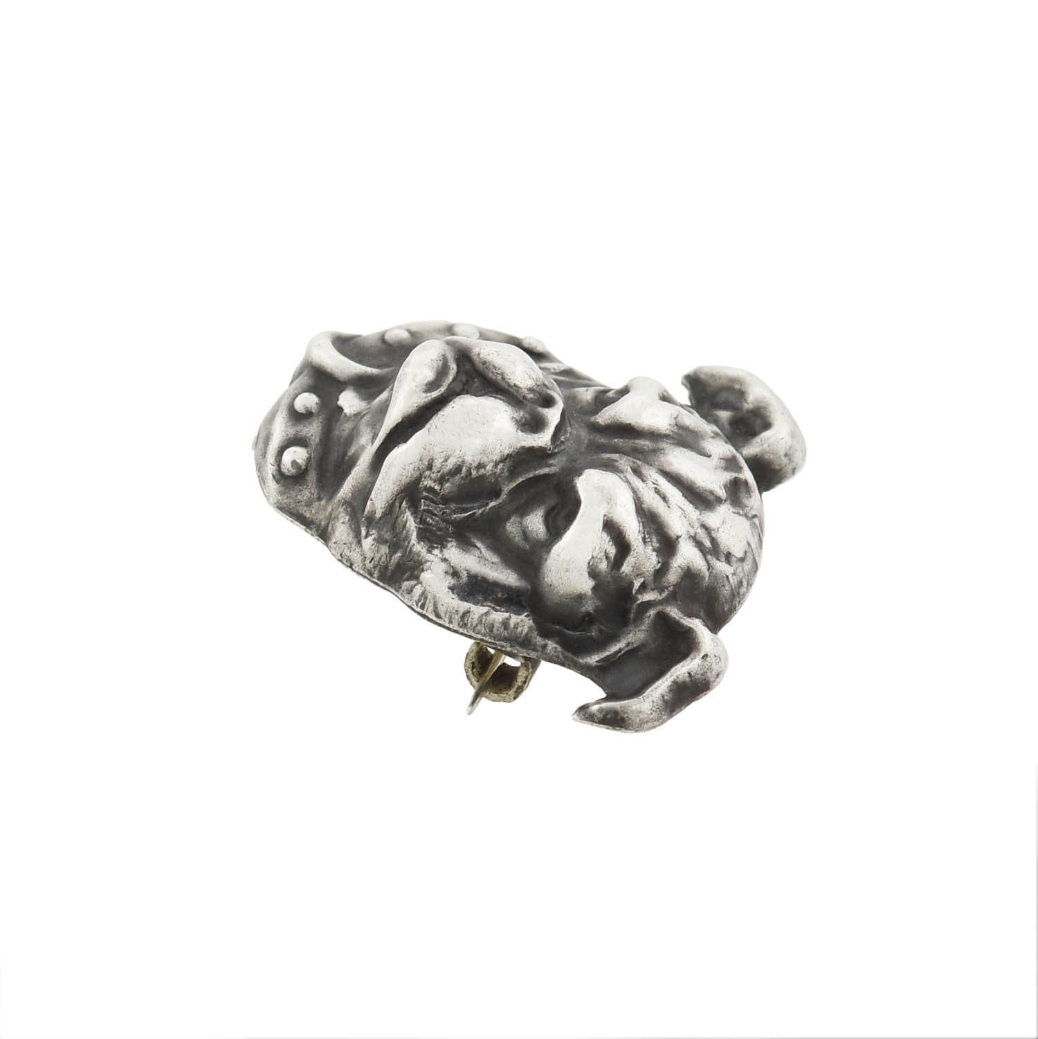 Late Victorian Silver Plated Bulldog Head Pin