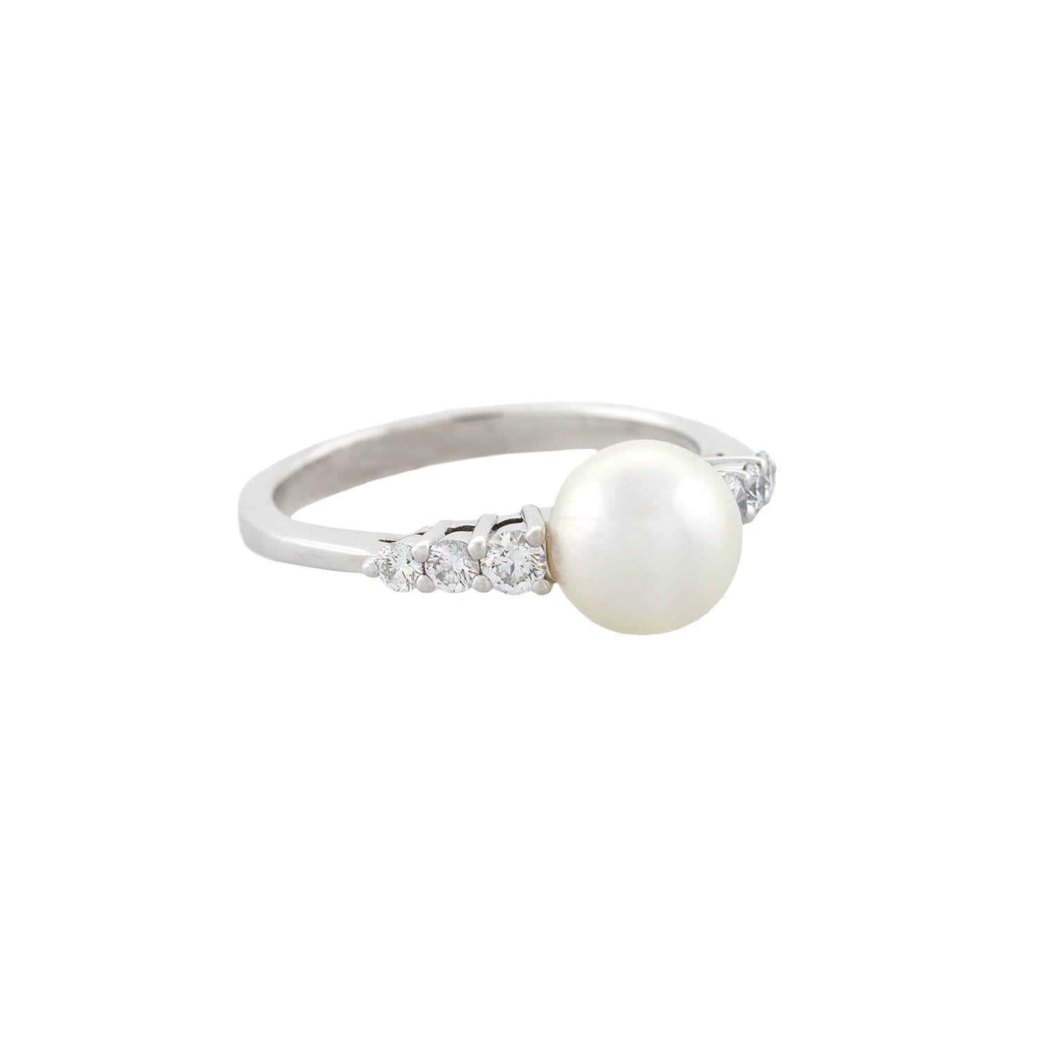 MIKIMOTO Estate 18kt, Pearl + Diamond Ring