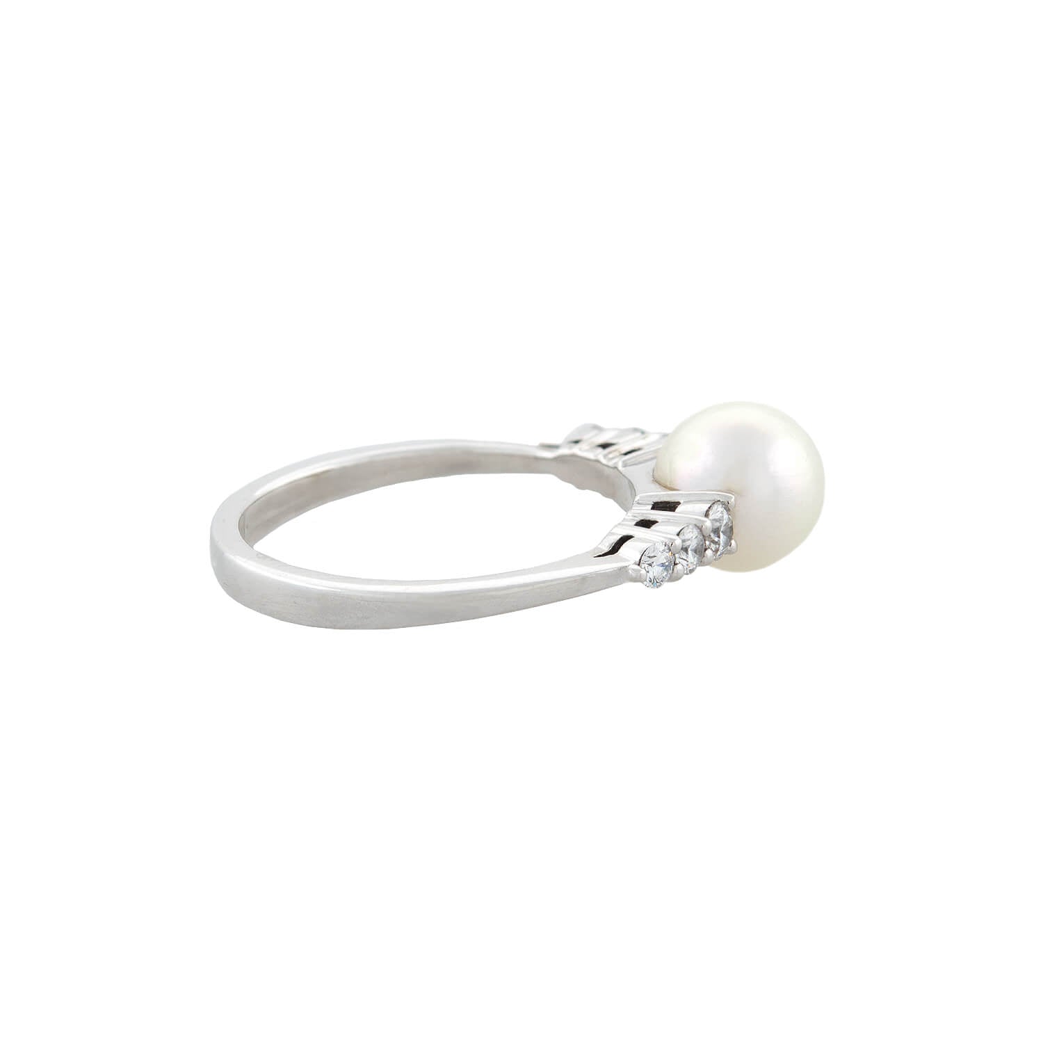 MIKIMOTO Estate 18kt, Pearl + Diamond Ring