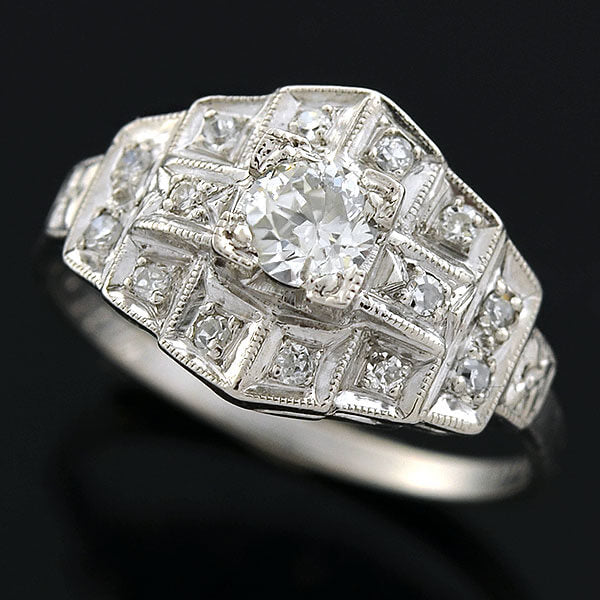 Art Deco Platinum "Multi-Step" Diamond Ring 0.30ct