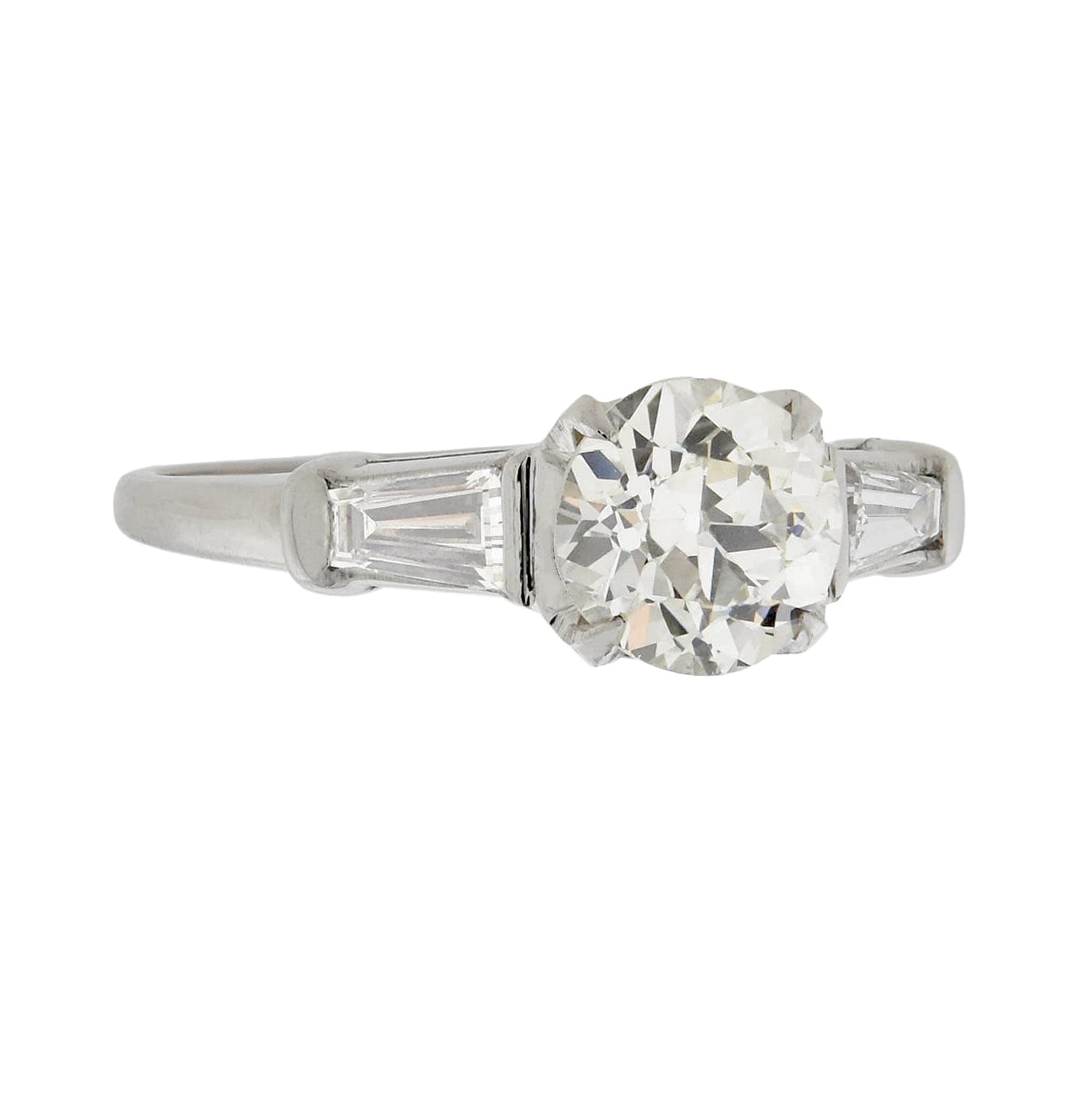 Retro Platinum Diamond Engagement Ring 0.99ct center