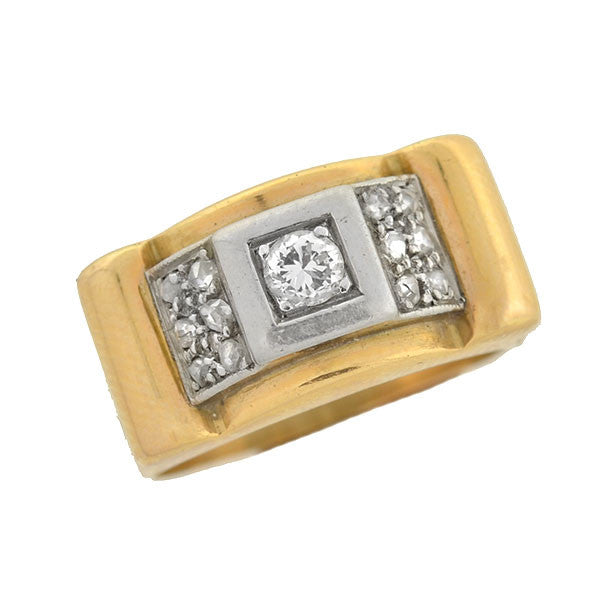 Retro 14kt & Platinum 2-Tone Diamond Ring