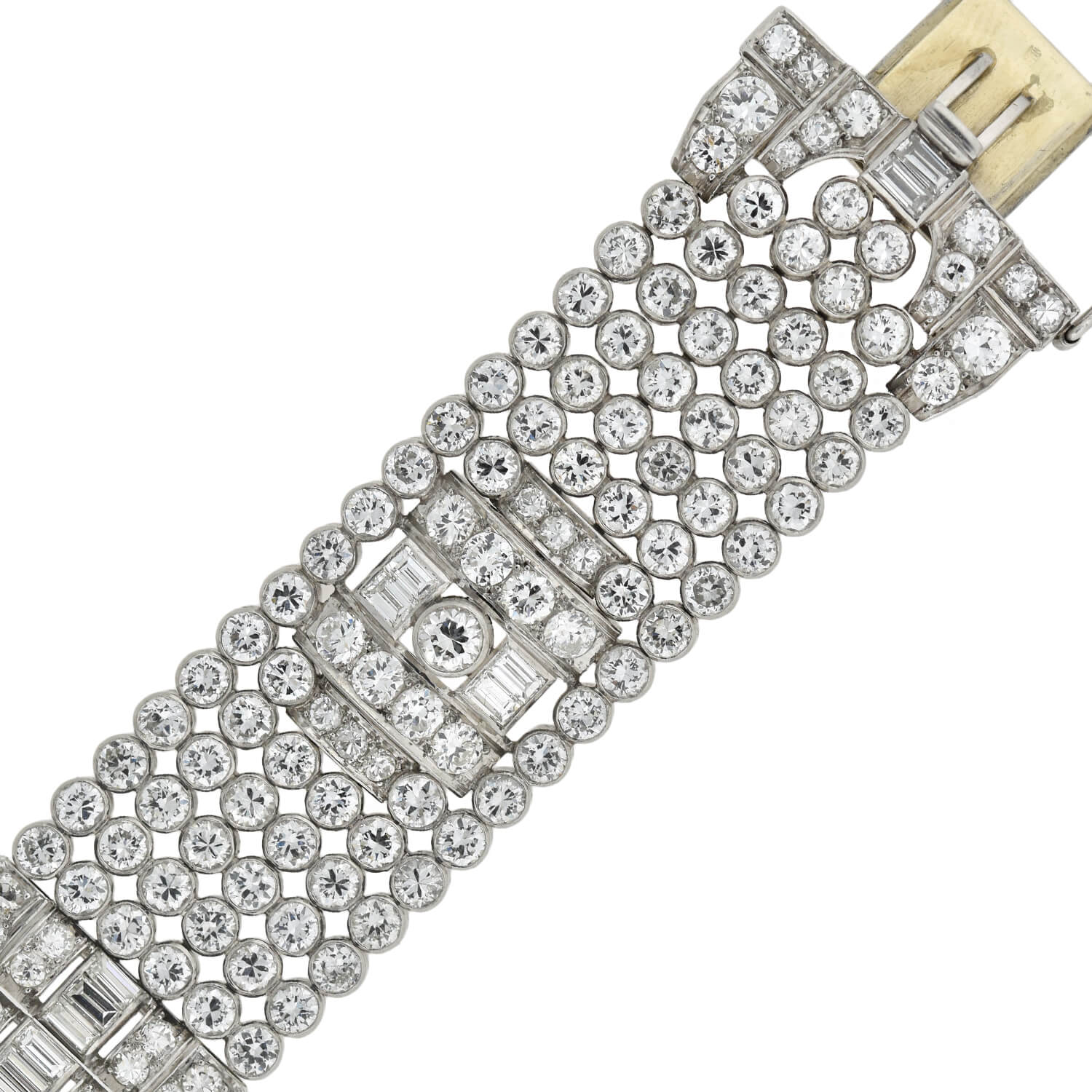 Retro Exquisite Platinum Diamond Encrusted Link Bracelet 32ctw