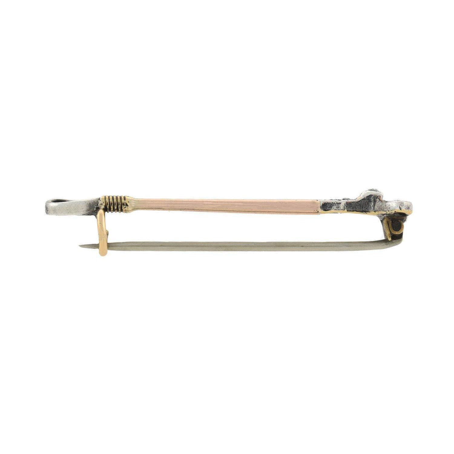Victorian Sterling/10kt Rose Cut Diamond Riding Crop Pin