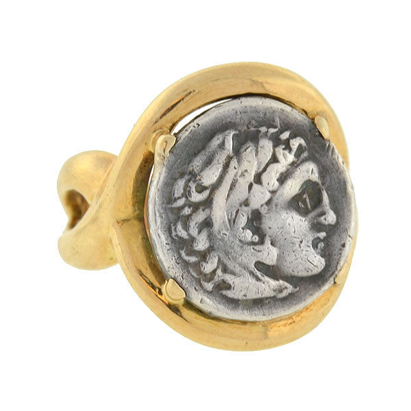 Estate 18kt & Silver Ancient Roman Style Coin Ring