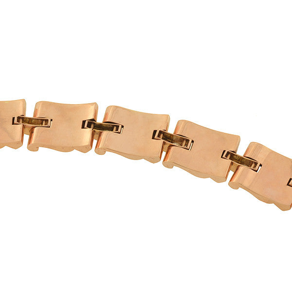 Retro 14kt Gold & Diamond Heavy Link Bracelet