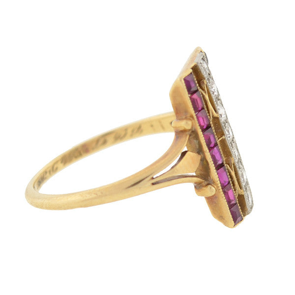 Edwardian 14kt & Platinum Diamond & Ruby Ring