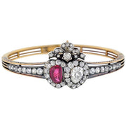 Rare Victorian No Heat Burmese Ruby & Diamond Bracelet/Pendant