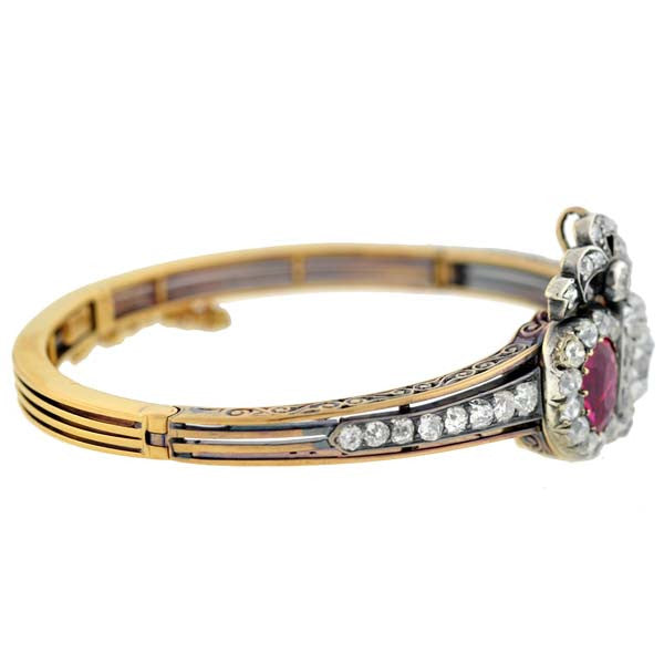 Rare Victorian No Heat Burmese Ruby & Diamond Bracelet/Pendant