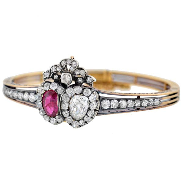 Rare Victorian No Heat Burmese Ruby & Diamond Bracelet/Pendant