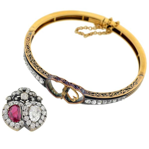 Rare Victorian No Heat Burmese Ruby & Diamond Bracelet/Pendant