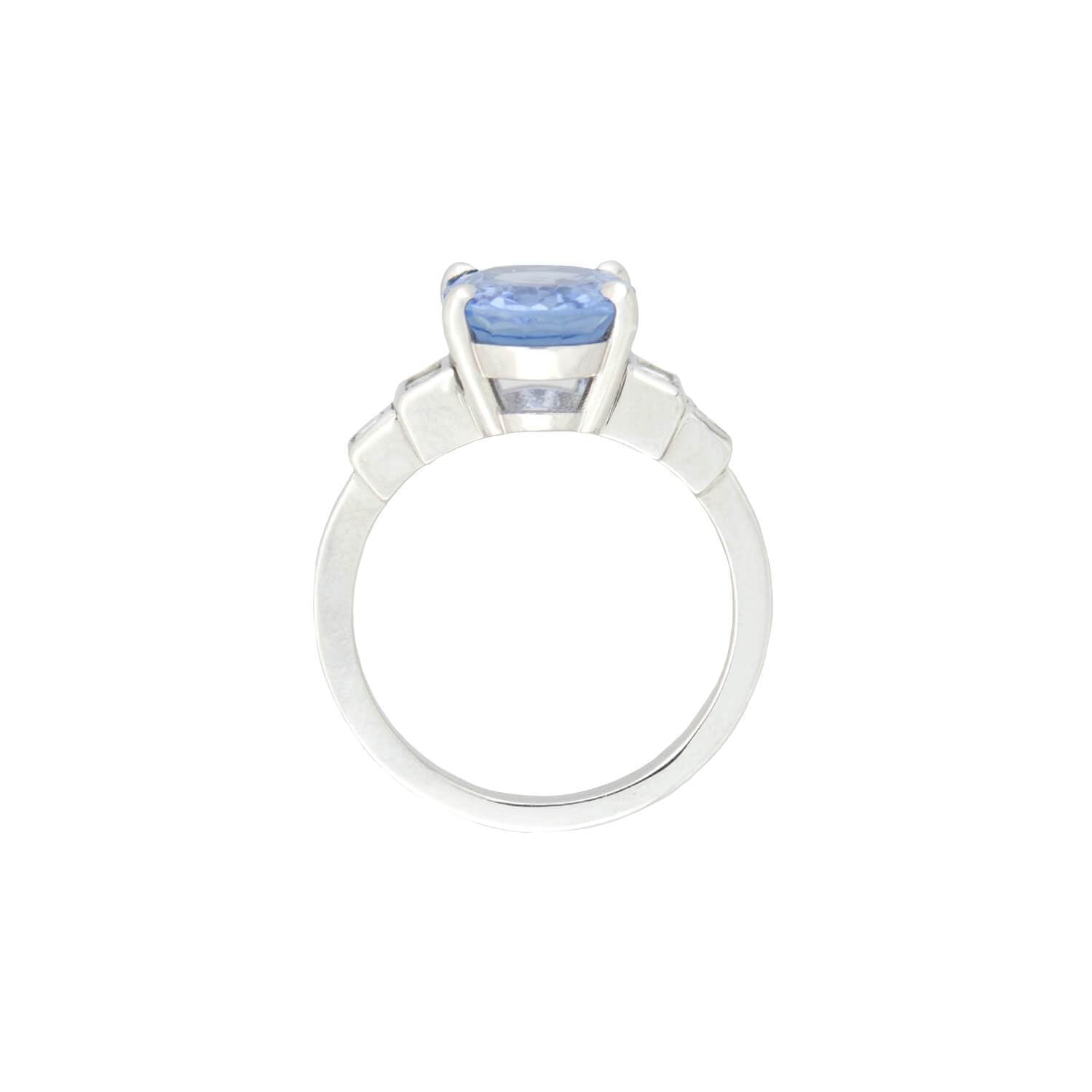 Estate Platinum No Heat Ceylon Sapphire + Diamond Ring 3.70ct