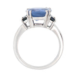Art Deco Platinum GIA No Heat Ceylon Color-Changing Sapphire Ring 3.90ct