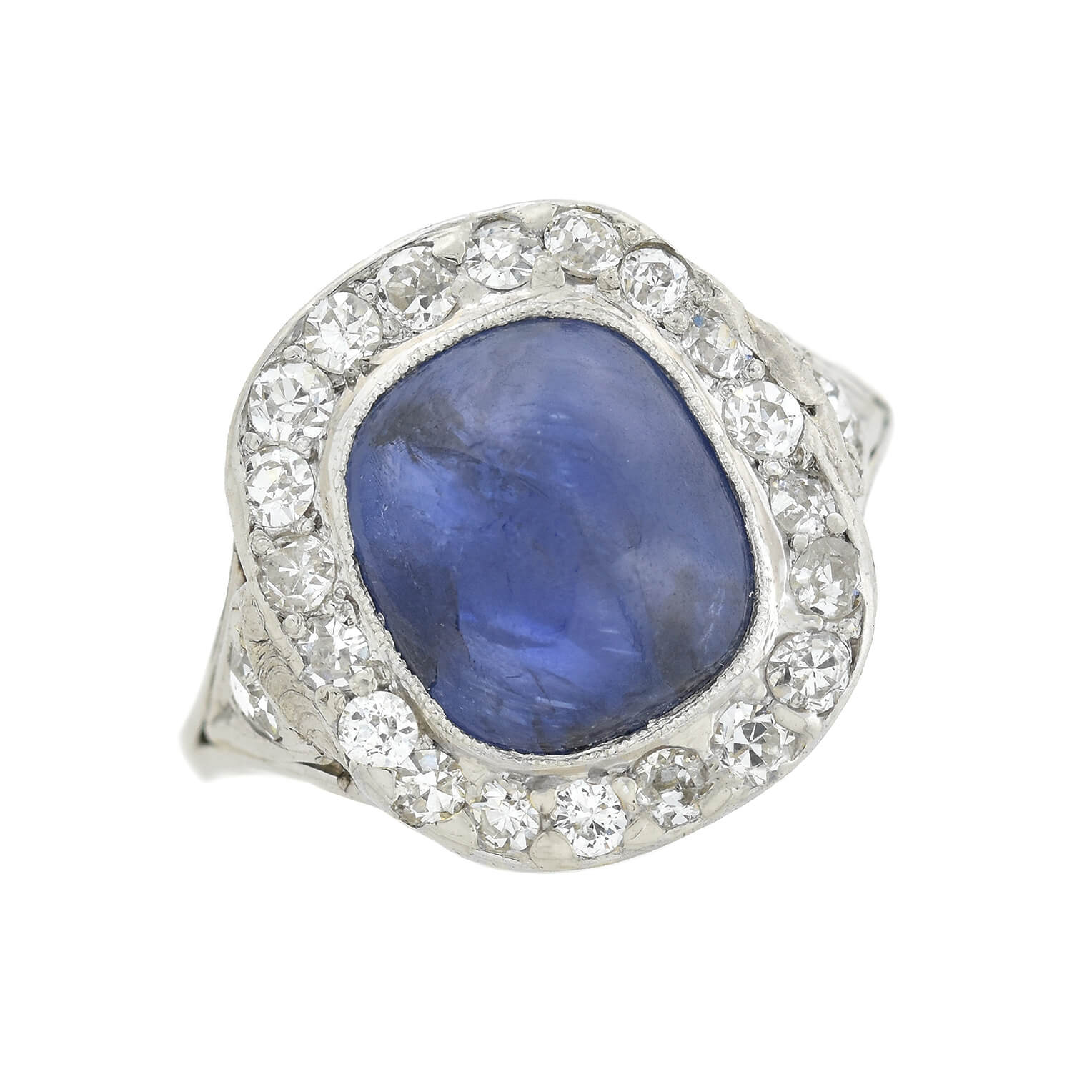 Edwardian Platinum Diamond + Sapphire 3ctw+ Center