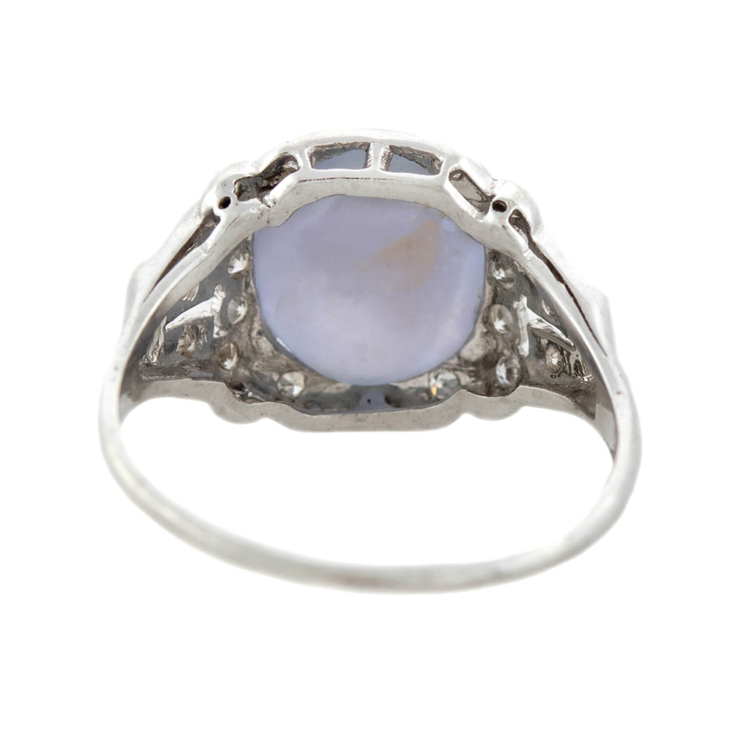 Art Deco Platinum 3.0ct Star Sapphire Cabochon + Diamond Ring