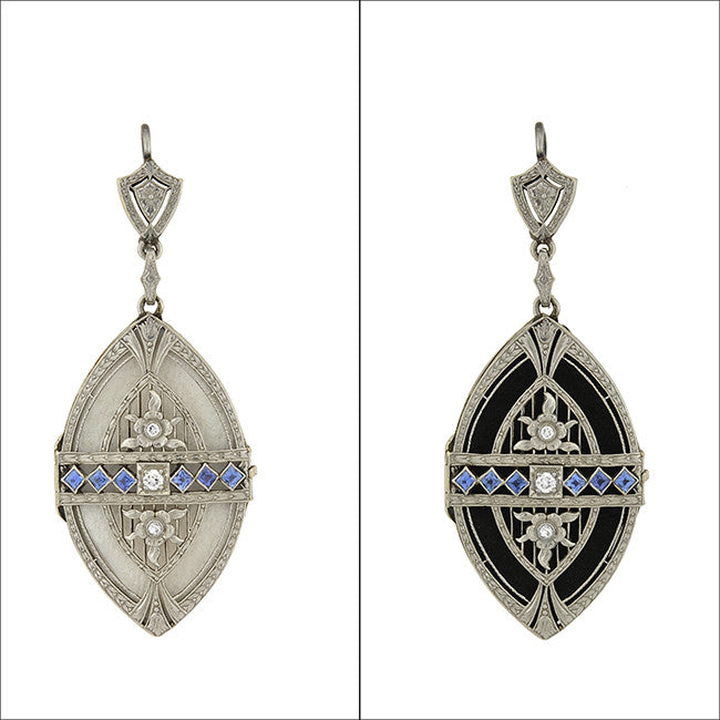 Edwardian Platinum/14kt Diamond & Sapphire Convertible Pendant