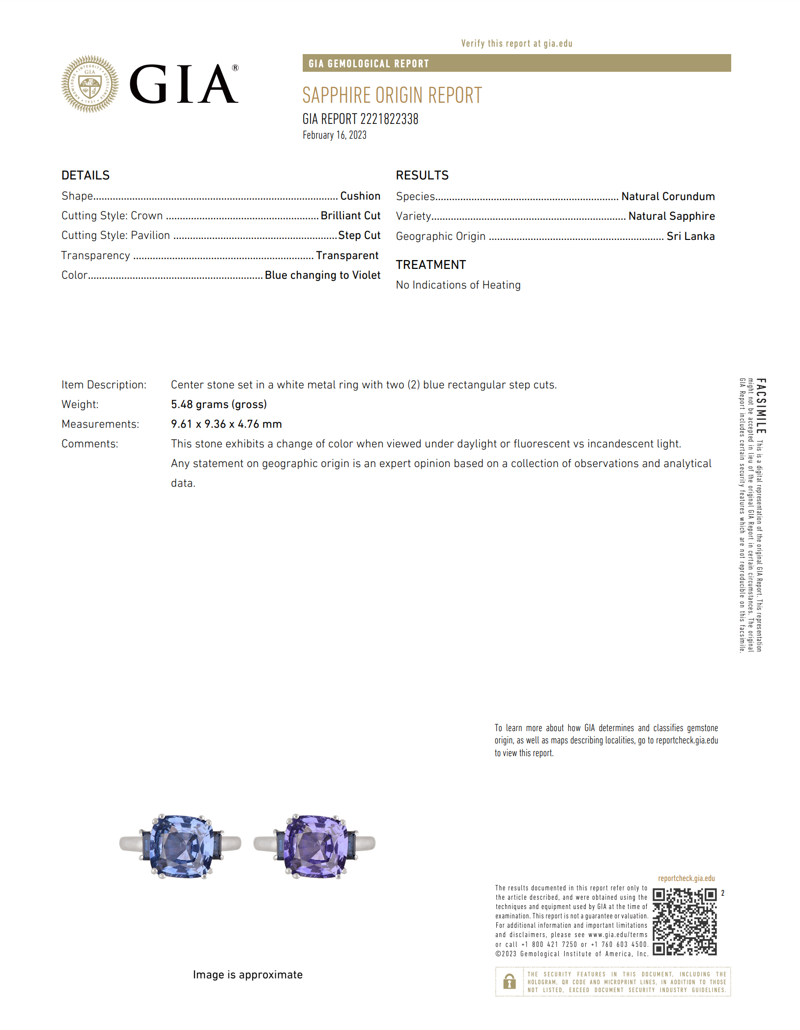 Art Deco Platinum GIA No Heat Ceylon Color-Changing Sapphire Ring 3.90ct