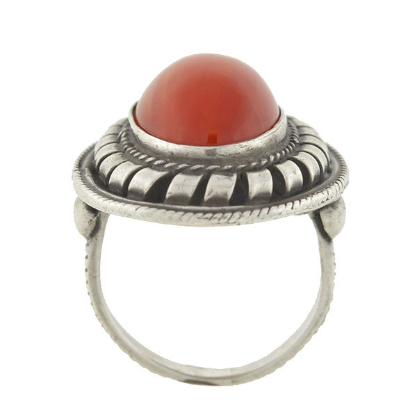 Vintage Silver & Carnelian Cabochon Handmade Ring