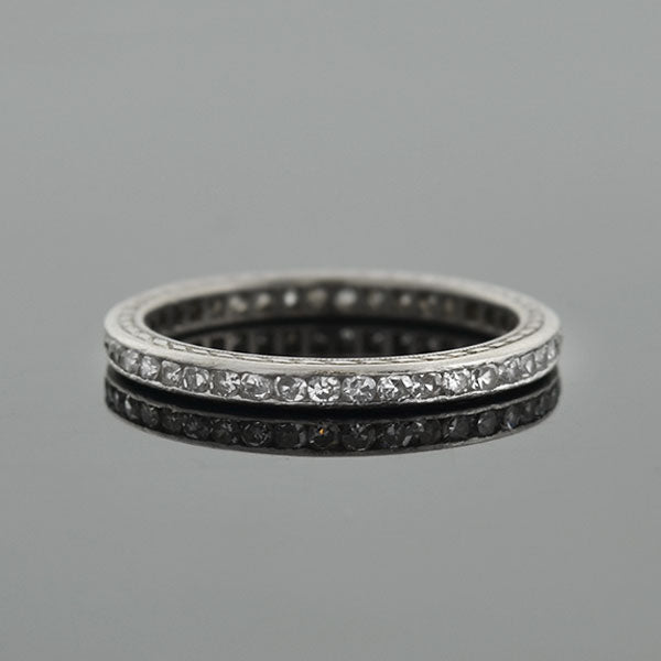 Art Deco Platinum Single Cut Diamond Eternity Band 0.80ctw