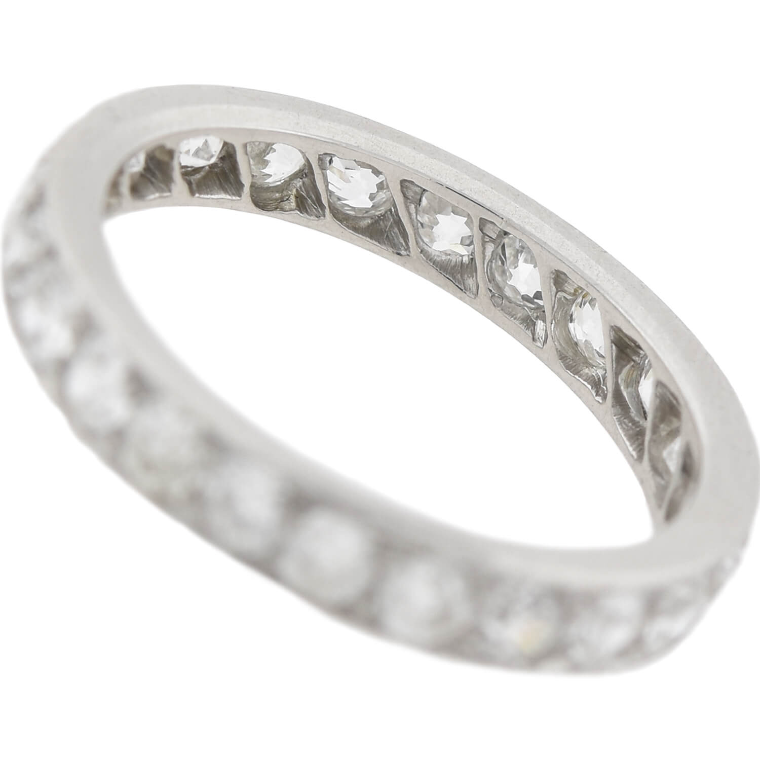 Art Deco Platinum Old Mine Cut Diamond Eternity Band 1.25ctw