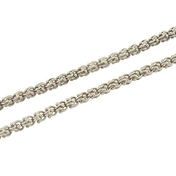 Victorian Style Long Sterling Beaded Link Chain 48"