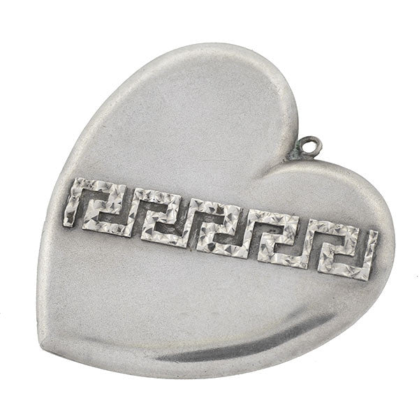 Victorian Sterling Roman Key Heart Pendant