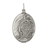 Art Nouveau Sterling Repousse Slide Mirror Pendant