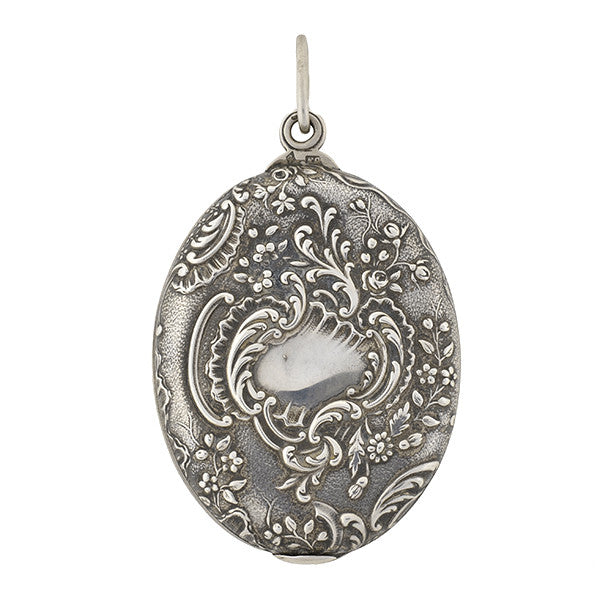 Art Nouveau Sterling Repousse Slide Mirror Pendant