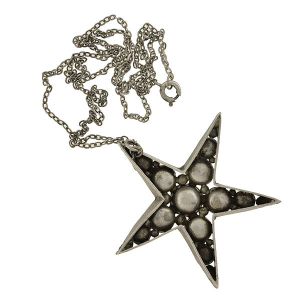 Victorian Sterling French Paste 5-Point Star Pendant Necklace