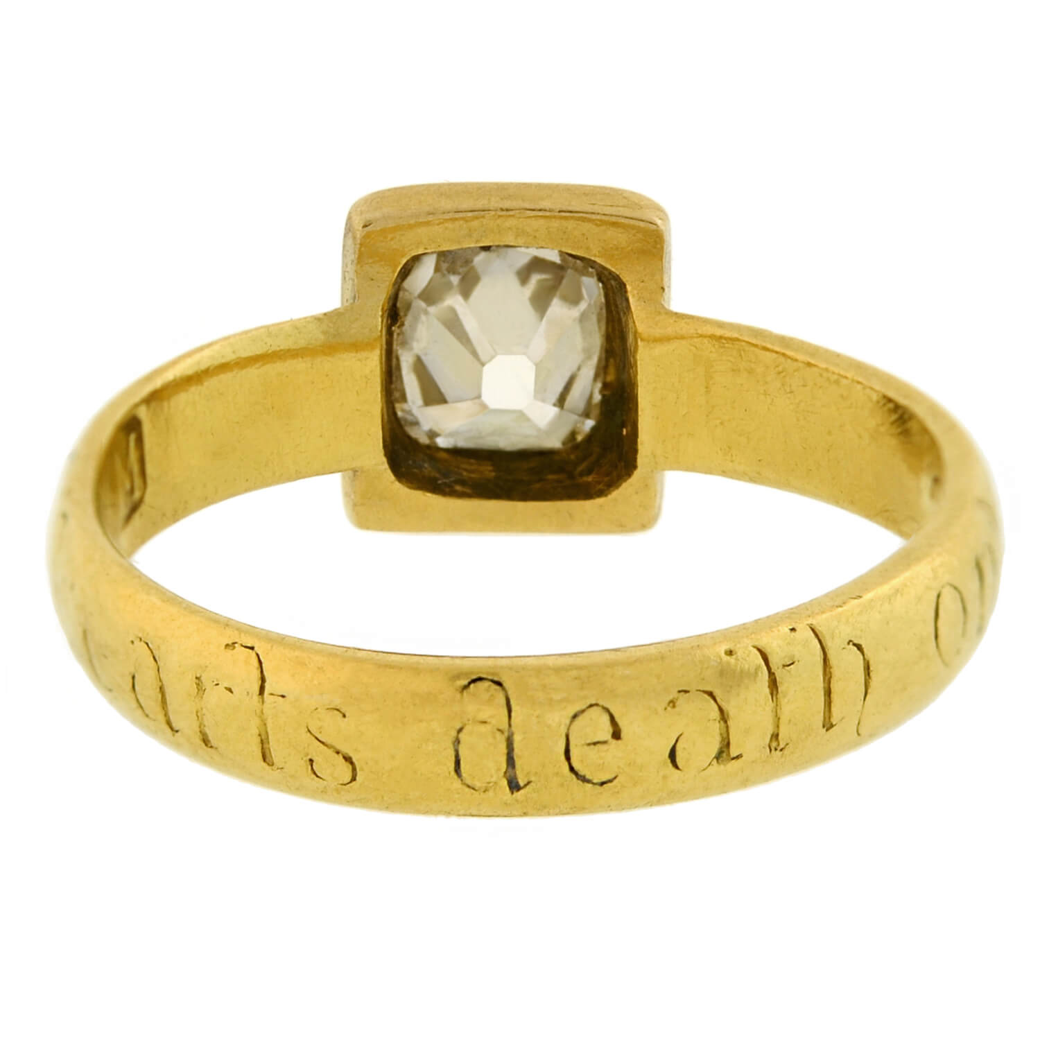 Georgian 18kt Inscribed Tablet Cut Diamond Ring 0.68ct