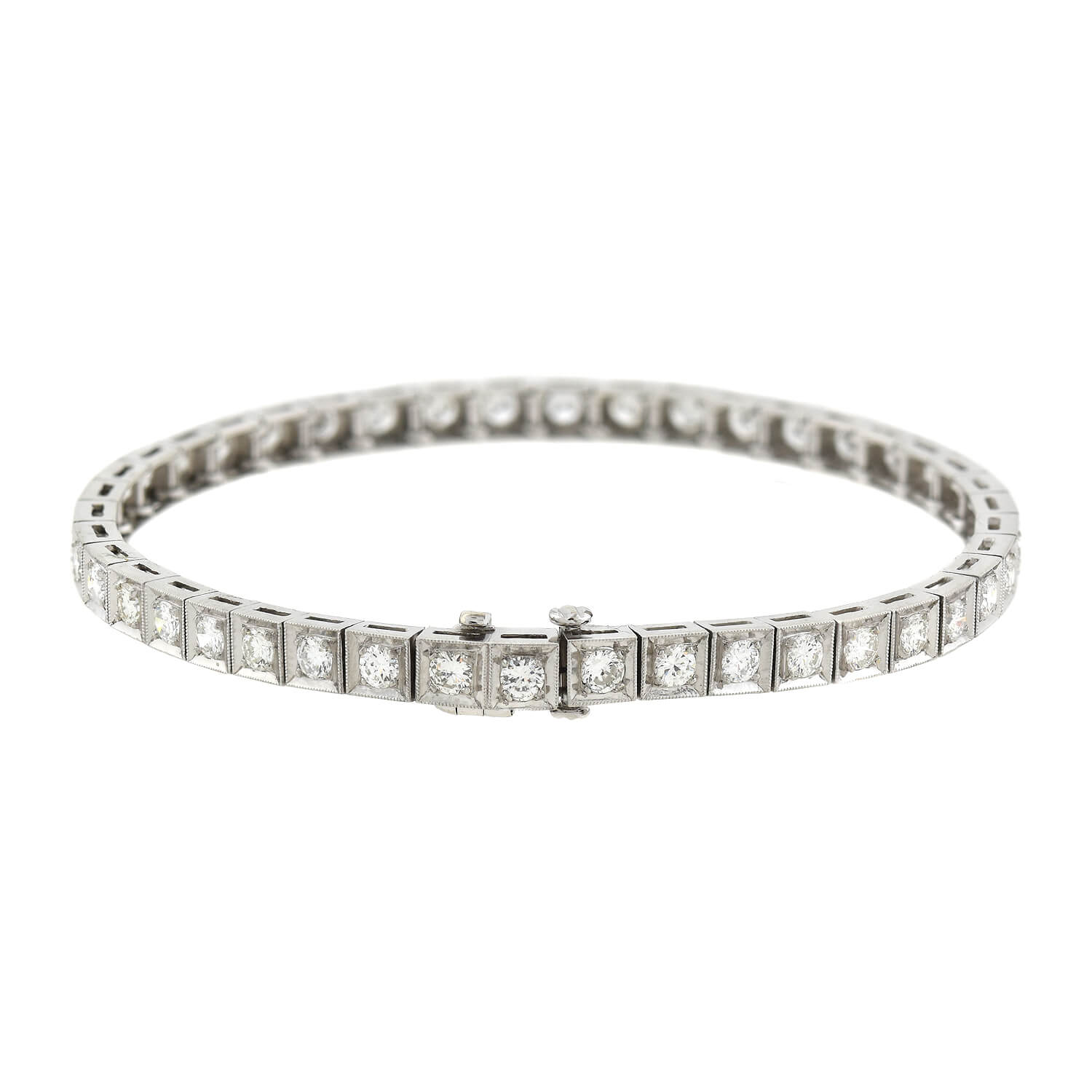 Art Deco Platinum + Diamond Line Bracelet 4ctw